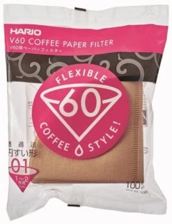 Hario V60 Misarashi Size 01 Brown Coffee Paper Filters 100 Pcs