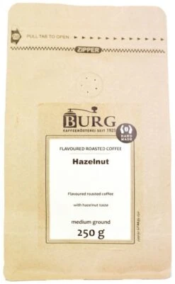 Burg Flavoured Coffee, Hazelnut 250 G Ground