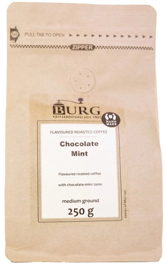 Burg Flavoured Coffee, Chocolate Mint 250 G Ground 1 Burg Flavoured Coffee, Chocolate Mint 250 G Ground