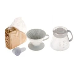 Hario V60-02 Ceramic Dripper Set 600 Ml, White -Coffee Sale Shop hario v60 ceramic dripper 02 set 6404