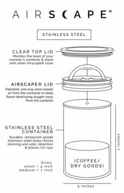 Planetary Design Airscape® Classic Stainless Steel Storage Canister, Charcoal -Coffee Sale Shop planetary design airscape classic charcoal 3869